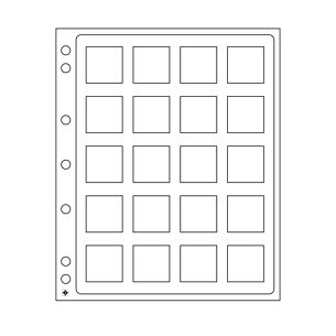 Hojas para monedas Encap, transparentes para 20 cápsulas de  monedas Quadrum 50 x 50 mm