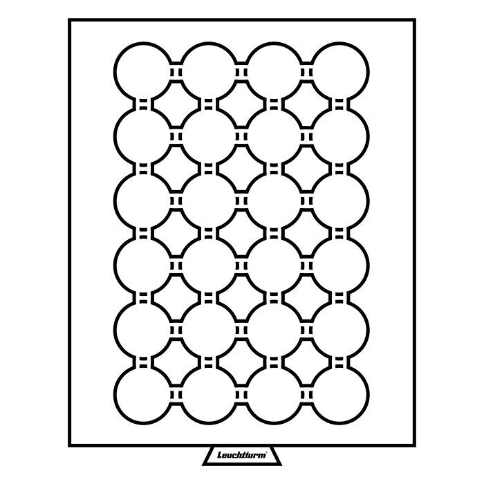 Bandeja para monedas MB 24 divisiones redondas de 35 mm Ø, color humo