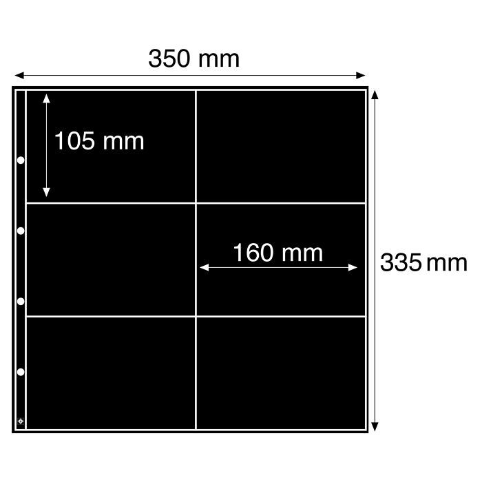 Hojas de plástico MAXIMUM, para tarjetas postales nuevas, formato horizontal, negro