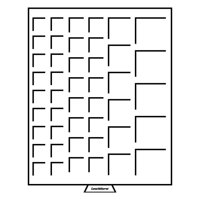 Bandeja para monedas MB 45 divisiones de diferentes Ø, color humo