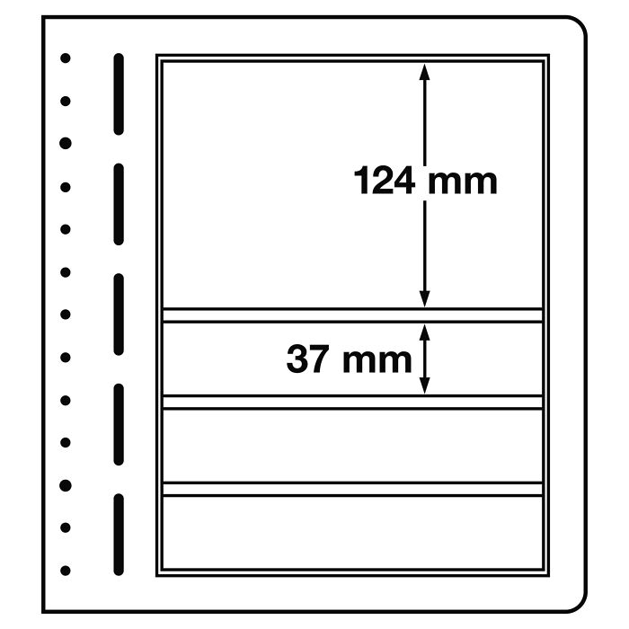 LEUCHTTURM hojas en blanco-LB, 4 divisiones, 190x124 mm, 190x37 mm