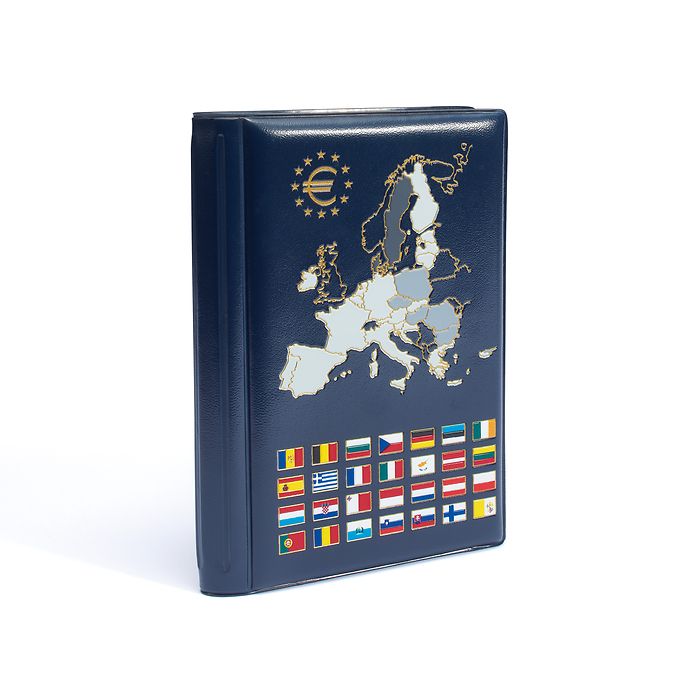 Álbum de bolsillo con 2 Hojas   para 2 series compl. de monedas de Euro decurso legal,azul