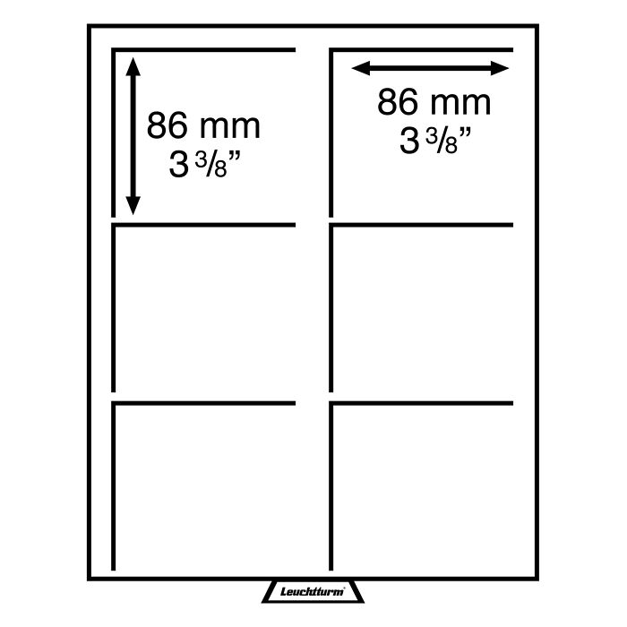 Bandeja MB para monedas 6 divisiones esquinadas con formato  86x86 mm