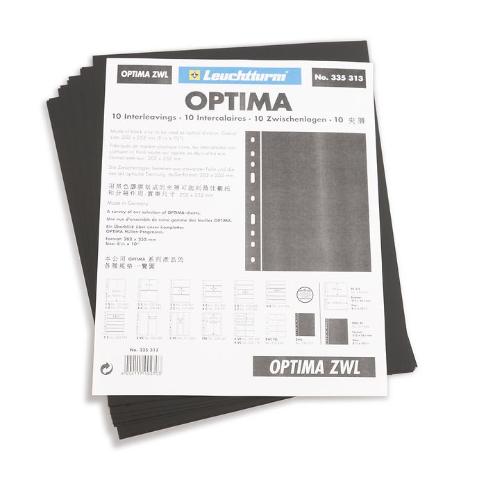 Hojas separadoras Optima, negra, paquete de 10