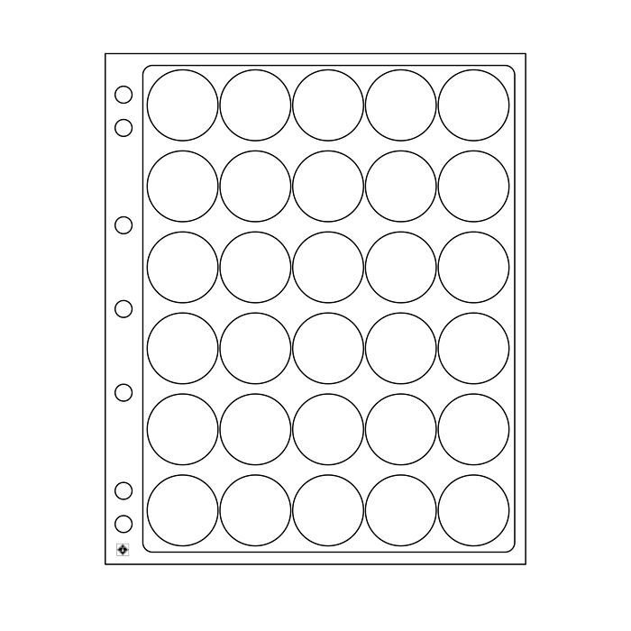 Hojas para monedas Encap, para 30 cápsulas de monedas con undiámetro interiorde 30-31 mm