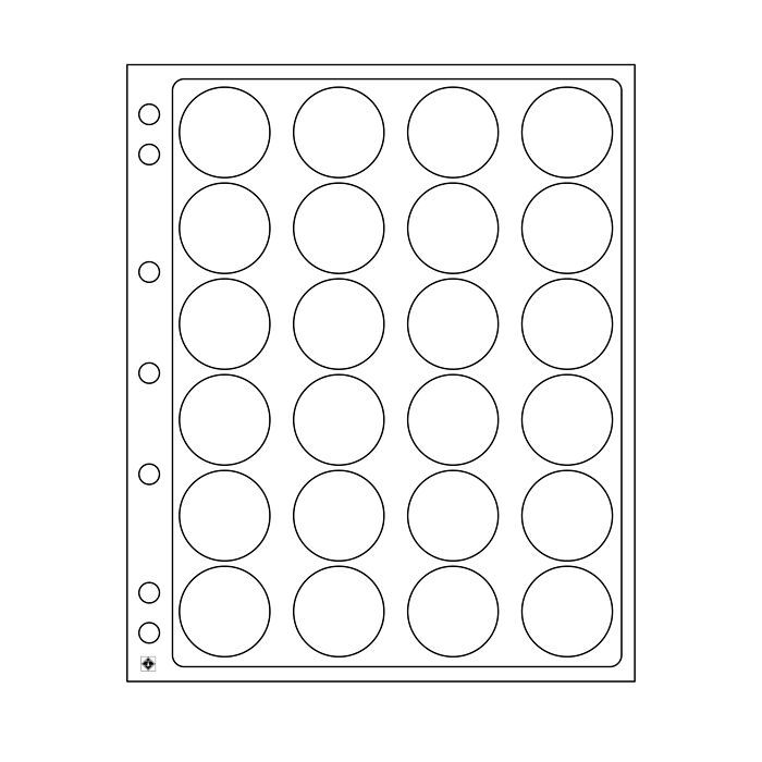 Hojas para monedas Encap, para 24 cápsulas de monedas con un diámetro interiorde 34 - 35mm