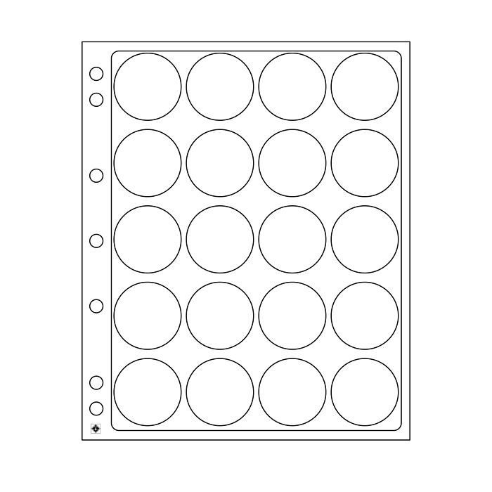 Hojas para monedas Encap, para 20 cápsulas de monedas con undiámetro interiorde 38 -40 mm