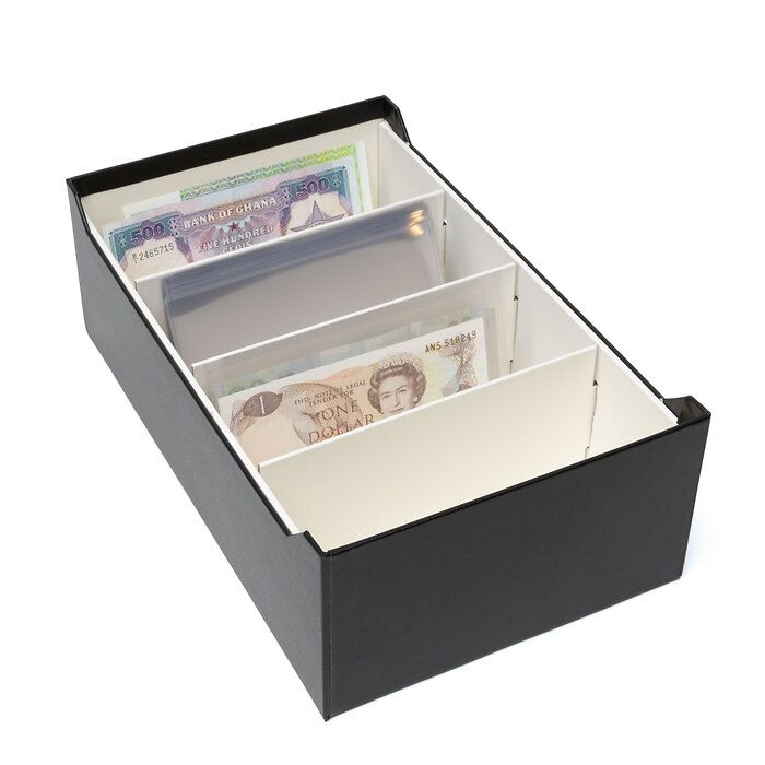 Caja archivadora Logik para 500 billetes, color negro